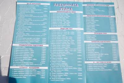 меню ресторана справа